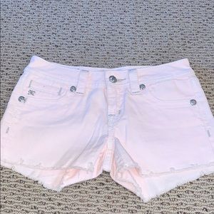 baby pink shorts studded wing design back pockets